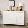 Credenza da cucina con 2 cassetti, 3 ante e ripiano regolabile, per cucina, sala da pranzo, soggiorno, 117 x 35 x 80 cm, bianco
