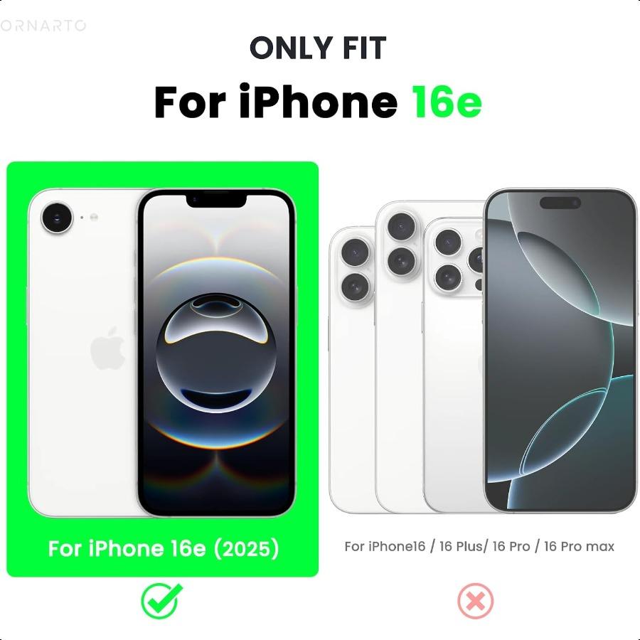 

ORNARTO Совместимый с iPhone 16e Чехол 6.1 2025 Жидкий силикон 3 слоя Полностью закрытый Мягкий гелевый резиновый чехол для телефона Ударопрочный Пр United States