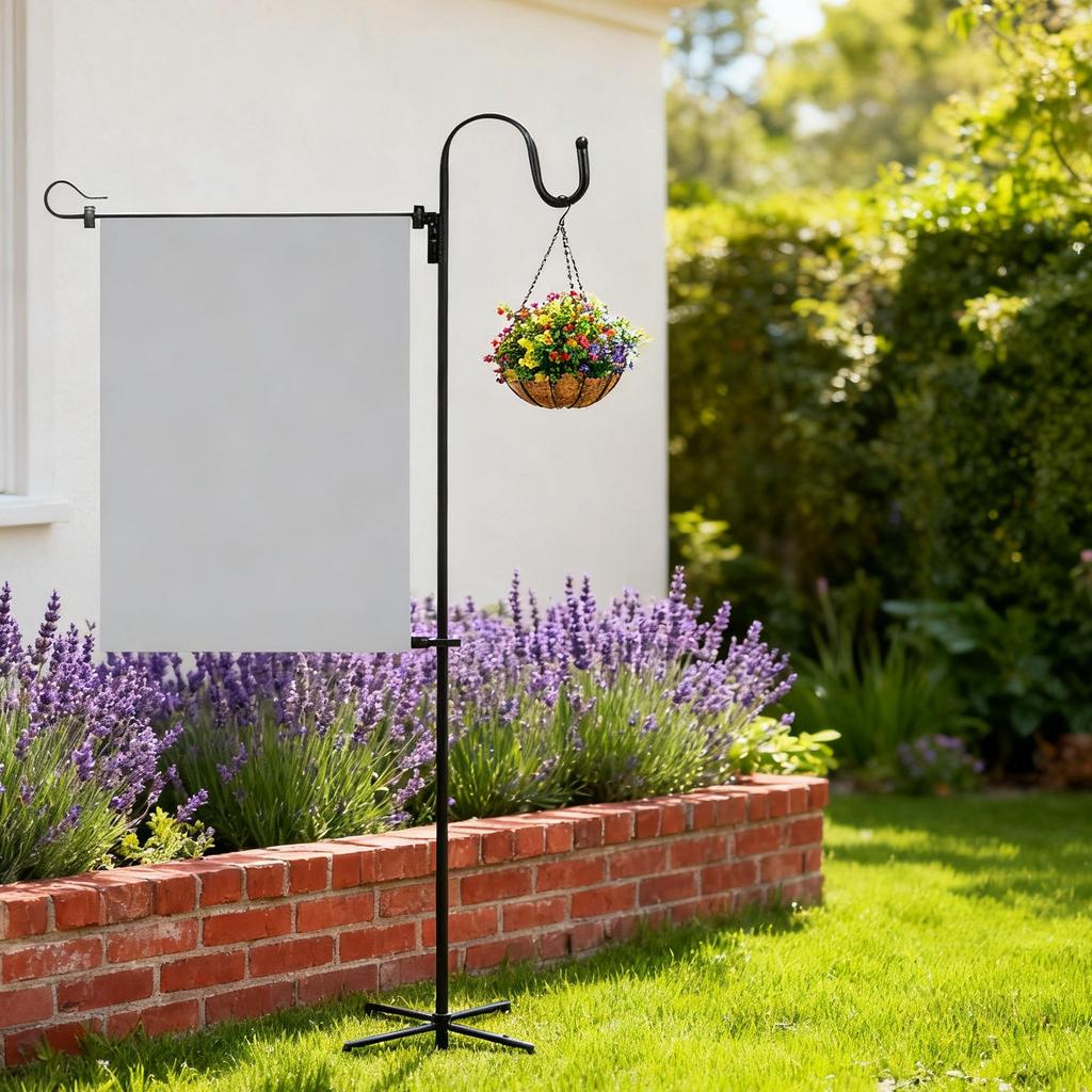 Outdoor Shepherd Hook with Adjustable Arm Heavy Duty Metal Pole for Hanging Bird Feeders Planters Lanterns Decorations