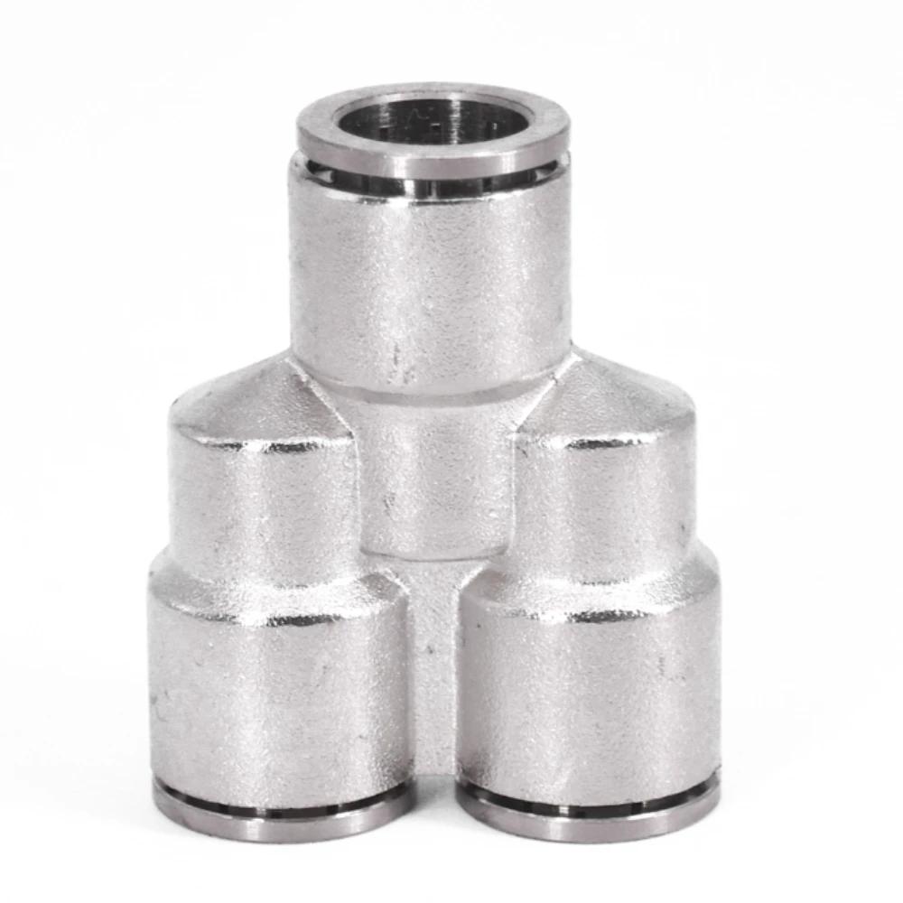 4 6 8 10 12 14 16mm PU Winkelstück Kreuzstück Y-Stück Vernickelt Messing Steckverbindung Schnellverbinder Entriegelung Pneumatikverschraubungen Luftfitting