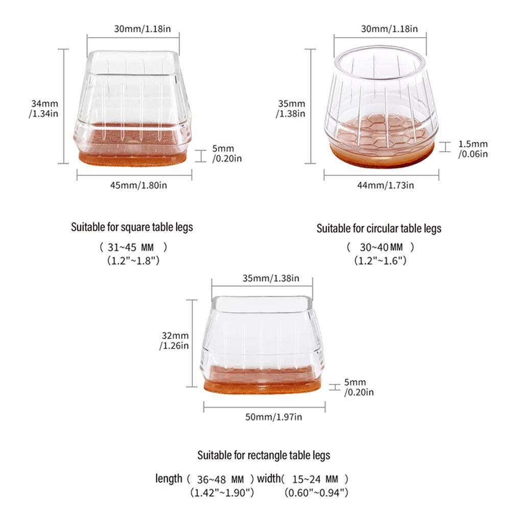 4pcs Noise Prevention Chair Leg Protector Thicked Scratch-proof Leg Cover Silicone  Furniture Pads