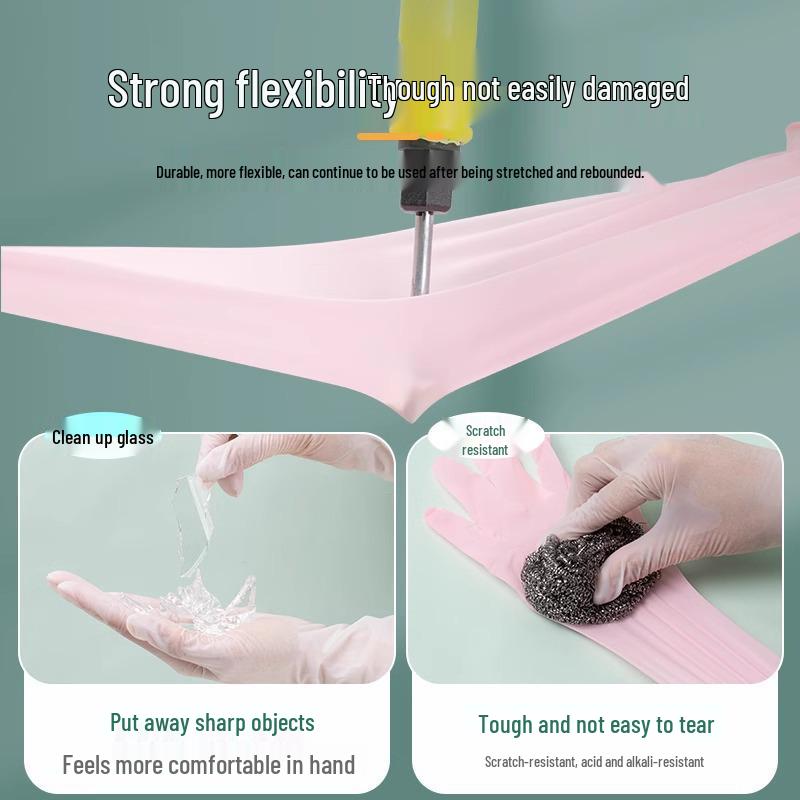 Nitrile Latex-Free Waterproof Dishwashing and Cleaning Gloves (Durable, Food Grade, Disposable)