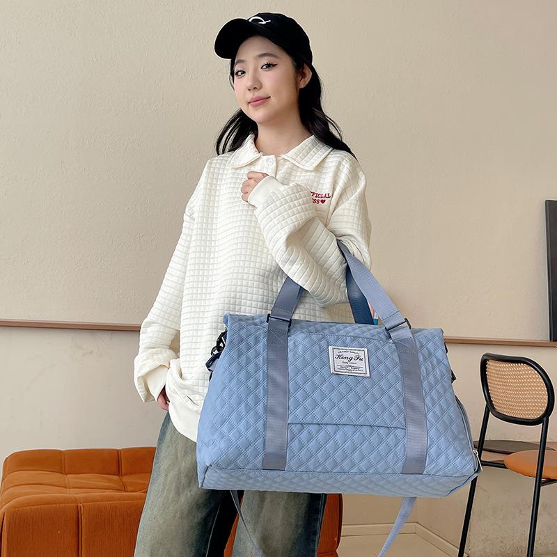 Einfarbige leichte Fitness-Tasche mit großem Fassungsvermögen, für Freizeitreisen, Nylon-Aufbewahrungstasche, Trocken- und Nassfach, Gepäcktasche für Geschäftsreisen