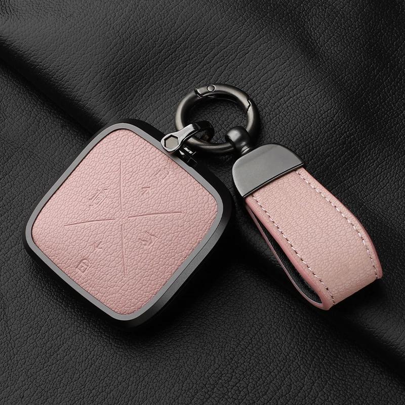 Metal And Leather 4 Button Car Key Case Cover For Zeekr X 001 009   Car Key Case Protect Fob