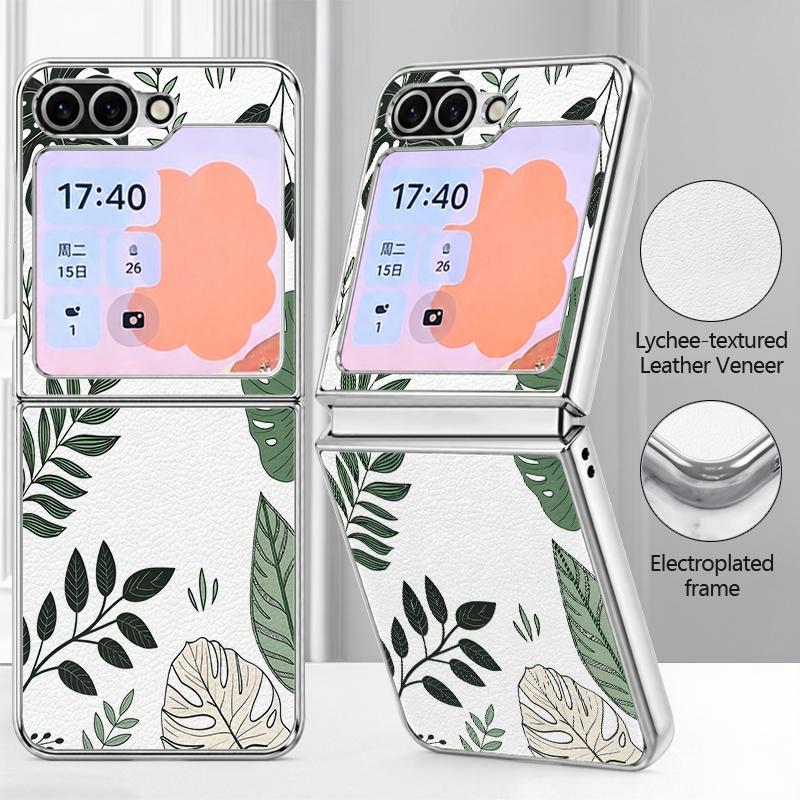 Astronaut Cartoon Pattern Case For Samsung Galaxy Z FlIP 7 FE 6 5 Z Flip7 Flip6 Flip5 Luxury Plating PC+PU Leather Hybrid Folding Phone Cover