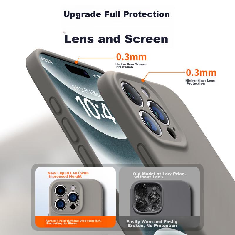 IPhone 16 Pro Max Case, IPhone 16 Pro Max Protective Cover, Full Lens Protection, Liquid Silicone, Ultra-Thin, Shockproof, Simple Soft, Graphite Gray