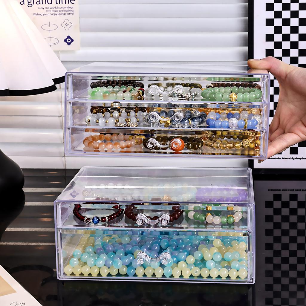 1pc Desktop Transparent Stackable Acrylic Bead Storage Box Drawer Style Bead Bralet Hair Acssory Storage Organizer