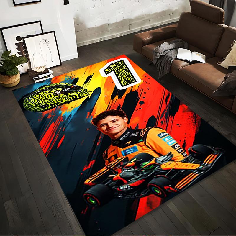 F1 driver Lando Norris world champion commemorative printed non-slip rug, suitable for use in the living room and bedroom sofa