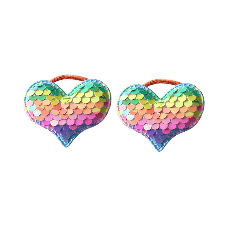 

2PCS New Scaly Heart Girls Kids Elastic Hair Bands Princess Lovely Hair Accessories Children Hair Ties Baby Headwear
