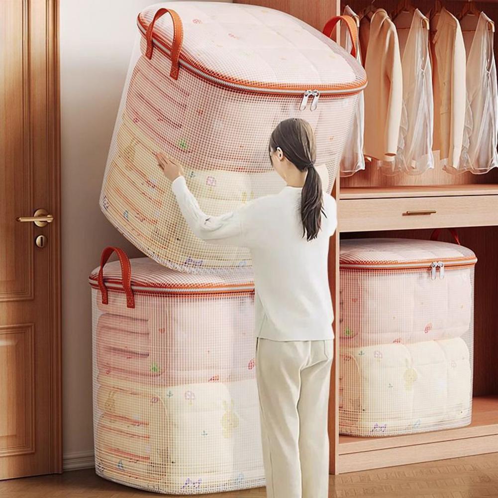 Moisture-proof Clothing Storage Waterproof Quilt Storage Bag with Handles Extra Transparent Pvc Moving Bag for Bedroom