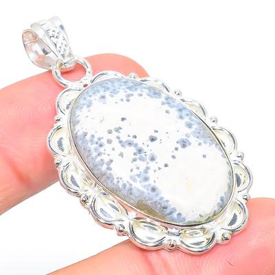 Natural Dendritic Opal Gemstone 925 Sterling Silver Gift Pendant 2.01" N8r22