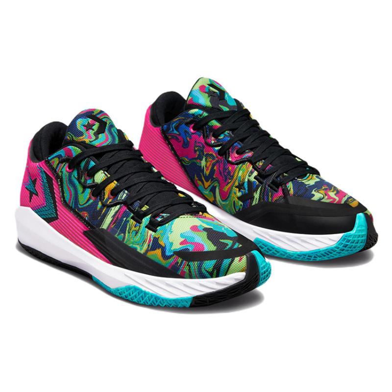 Converse All Star BB Jet Round Toe Lace-up Fabric Low-Top Basketball Shoes Unisex Rose Pink/Black/Blue/Green