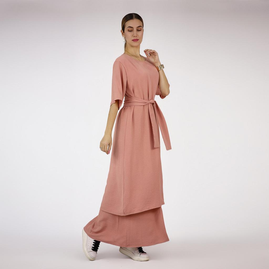Loriya Solid Color Dress Two-Piece Set - Middle East Edition 2023