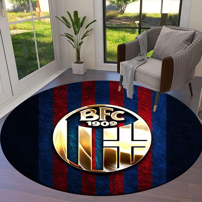 Bologna FC 1909 Round Area Rug,Carpet Rug for Living Room Bedroom Sofa Playroom Decor,Non-slip Floor Mat