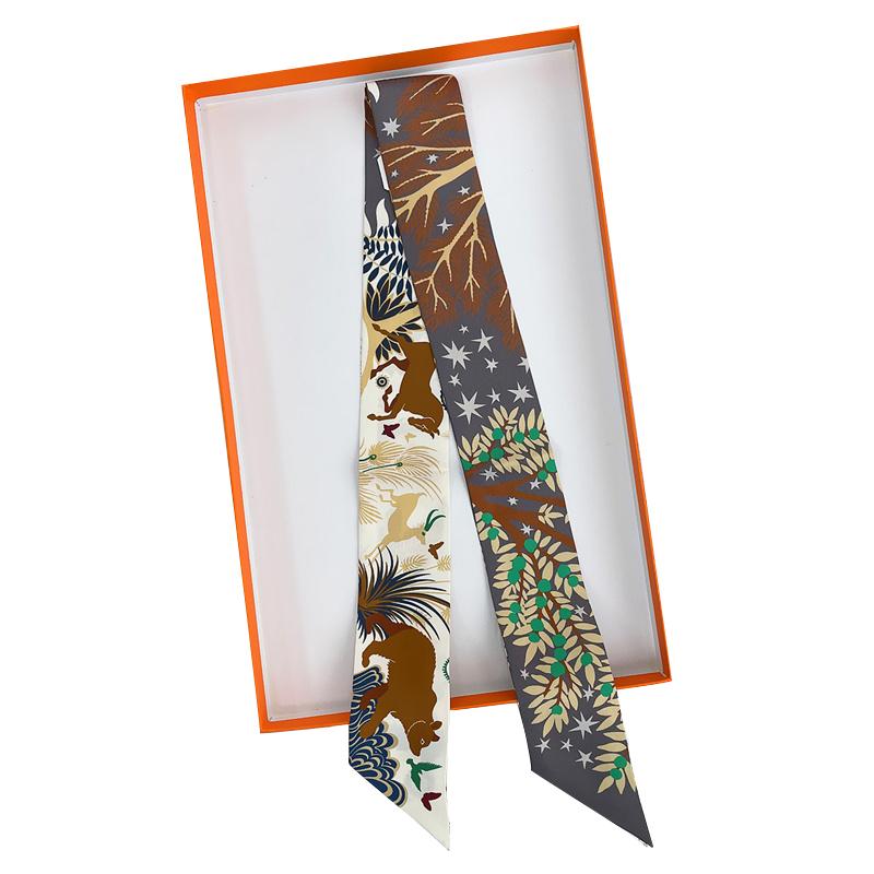 2025 Brand Design Horse Animal Women Mulberry Silk Scarf Luxury Scarves Headband Foulard Skinny Bag Wrap Scarves Neckerchief