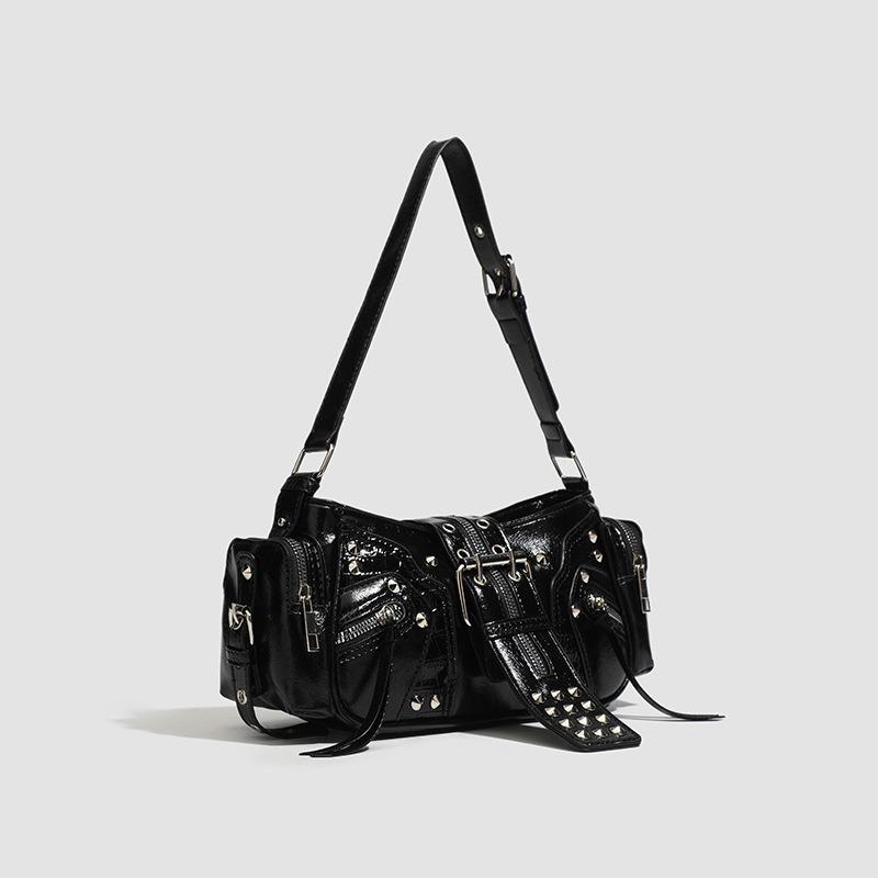 Unique Design Versatile Heavy-duty Motorcycle Tote Bag 2025 New Retro Sweet Cool Spicy Girl Underarm Bag Commuter Bag