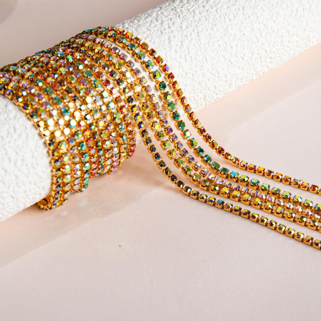 Weichen Boutique Gold Bottom Claw Chain Electrophoresis Ab Encryption Chain Night Flash Diamond Chain Diy Clothing Accessories Chain