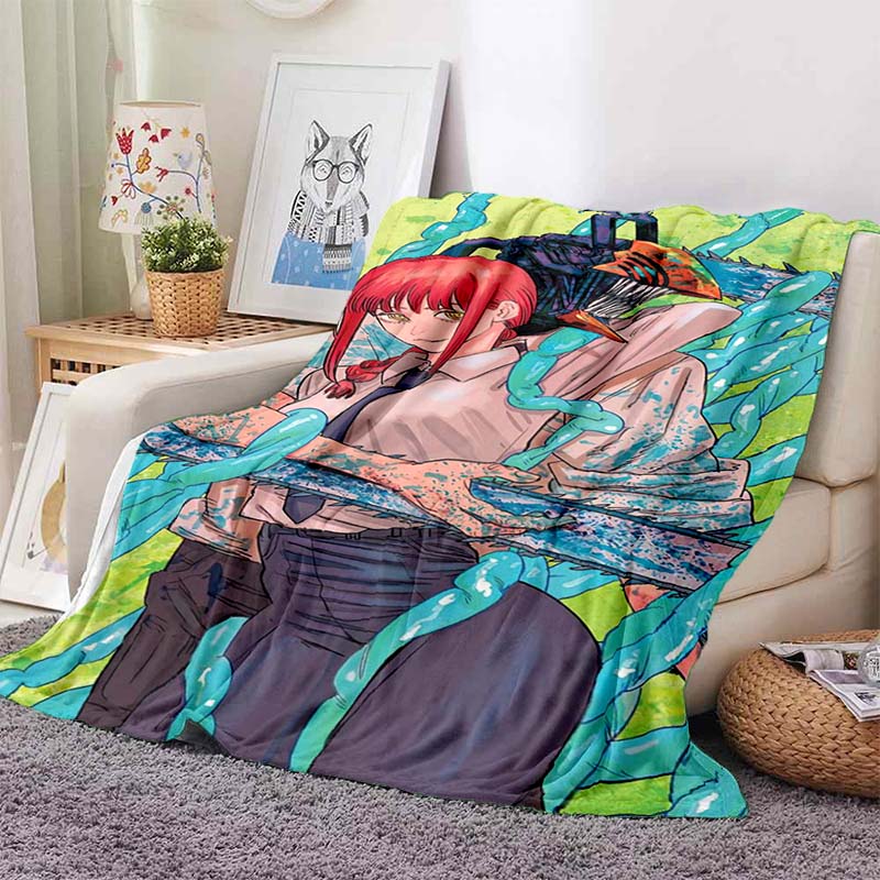 Chainsaw Man Anime Character Print Flannel Blanket Ultra Soft Warm Throw For Couch Bedroom Living Room Indoor Home Decor Gift