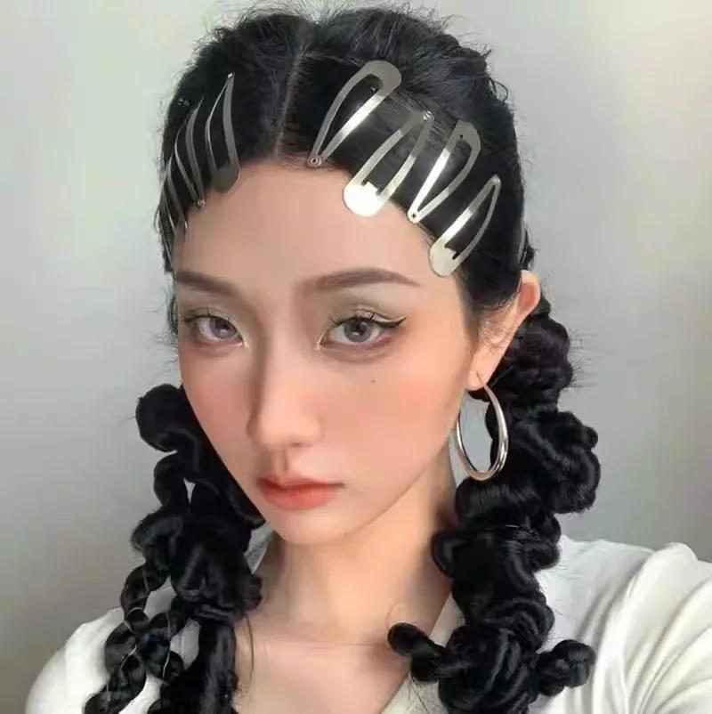 New Silver Water Drop Shaped Hairpin Punk Basic Alloy Hip Hop Hair Clips for Women BB Hairpins Barrette Fashion Hair Accessories