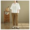 DIMANAF 2026 Women Plus Size New Summer Blouse Shirt Short Sleeve Casual Loose Lady Tops Shirts Cotton Button