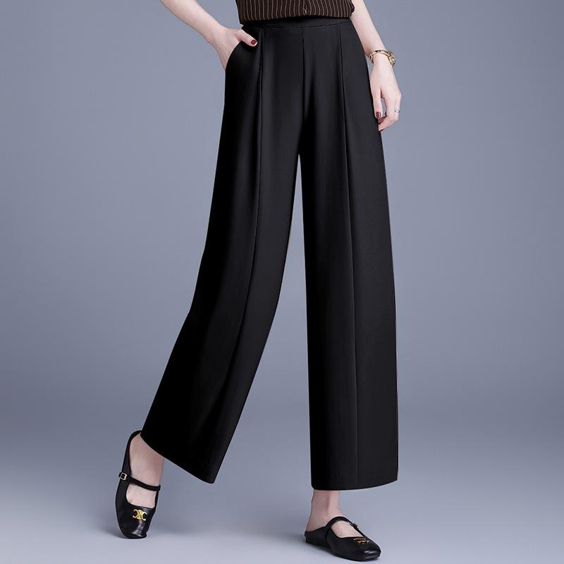 Spring 2026 Elegant Casual High Waist Wide Leg Pants for Middle-Aged and Elderly Women
