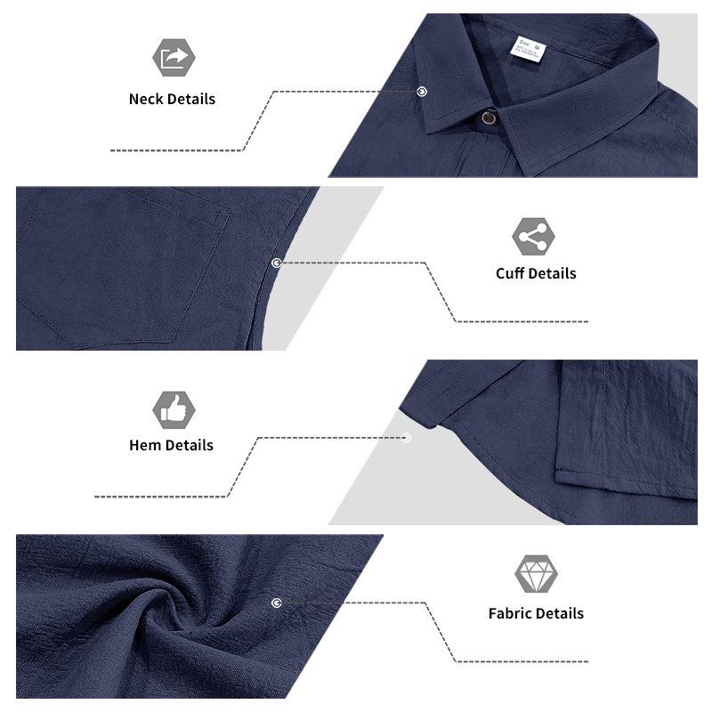 Men's European and American Linen Casual Short-Sleeve Button-Down Shirt & Vest Shorts Set