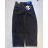 Jeans da uomo Y2K Hip Hop Vestibilità Larga Gamba Dritta Denim Con Stampa Ricamata - Cotone Lavato Blu Nero
