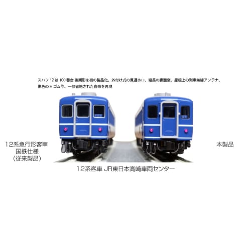 KATO N Gauge 12 Series Passenger Car, JR East Takasaki Rolling Stock Center, 7-Car Set, 10-1720, Blue, Model Train