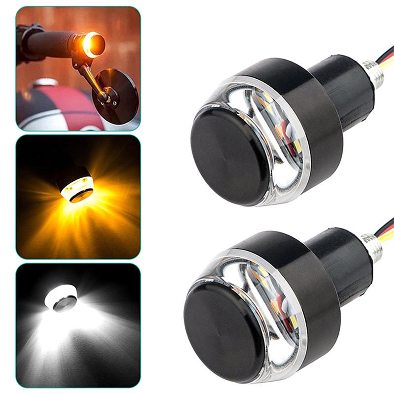2-Pcs Dual Color LED Turn Signal Lights for Motorcycle & Bicycle - 12V Handlebar Indicators