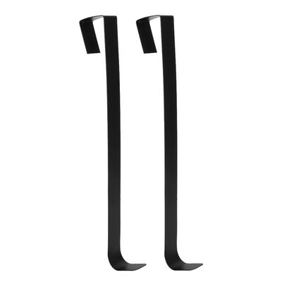 2Pcs Wrought Iron Innovative Christmas Garland Wreath Hanger Door Hook Christmas DecorationsBlack