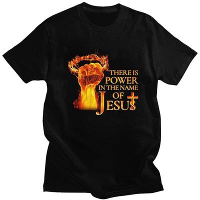 Custom Power In The Name Of Jesus T Shirt for Men 100 Cotton Tshirt Fashion Tee Christian Faith Tshirts Loose Fit Clothing