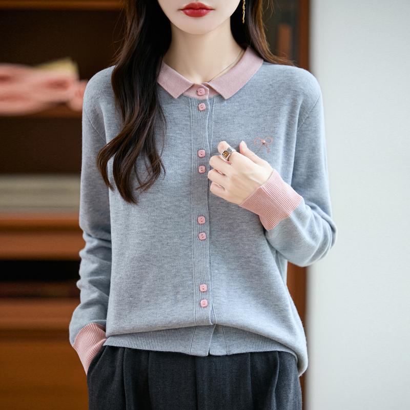 QingHe Cashmere Women's 30% Cashmere Cardigan - Soft & Warm Wool Blend Sweater