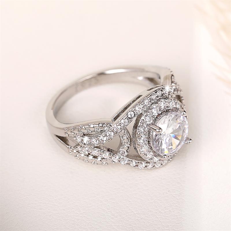Huitan Elegant Women Ring for Wedding Engagement Promise Accessories Inlaid Brilliant Cubic Zirconia Aesthetic Fashion Jewelry