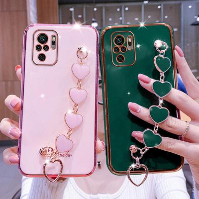 Para Redmi Note10 funda de lujo con soporte para pulsera de corazón para Redmi Note 10 10S 10Pro 9S 9T 8Pro 8 8A 8T 7A 9 9A 9C funda Redmi10