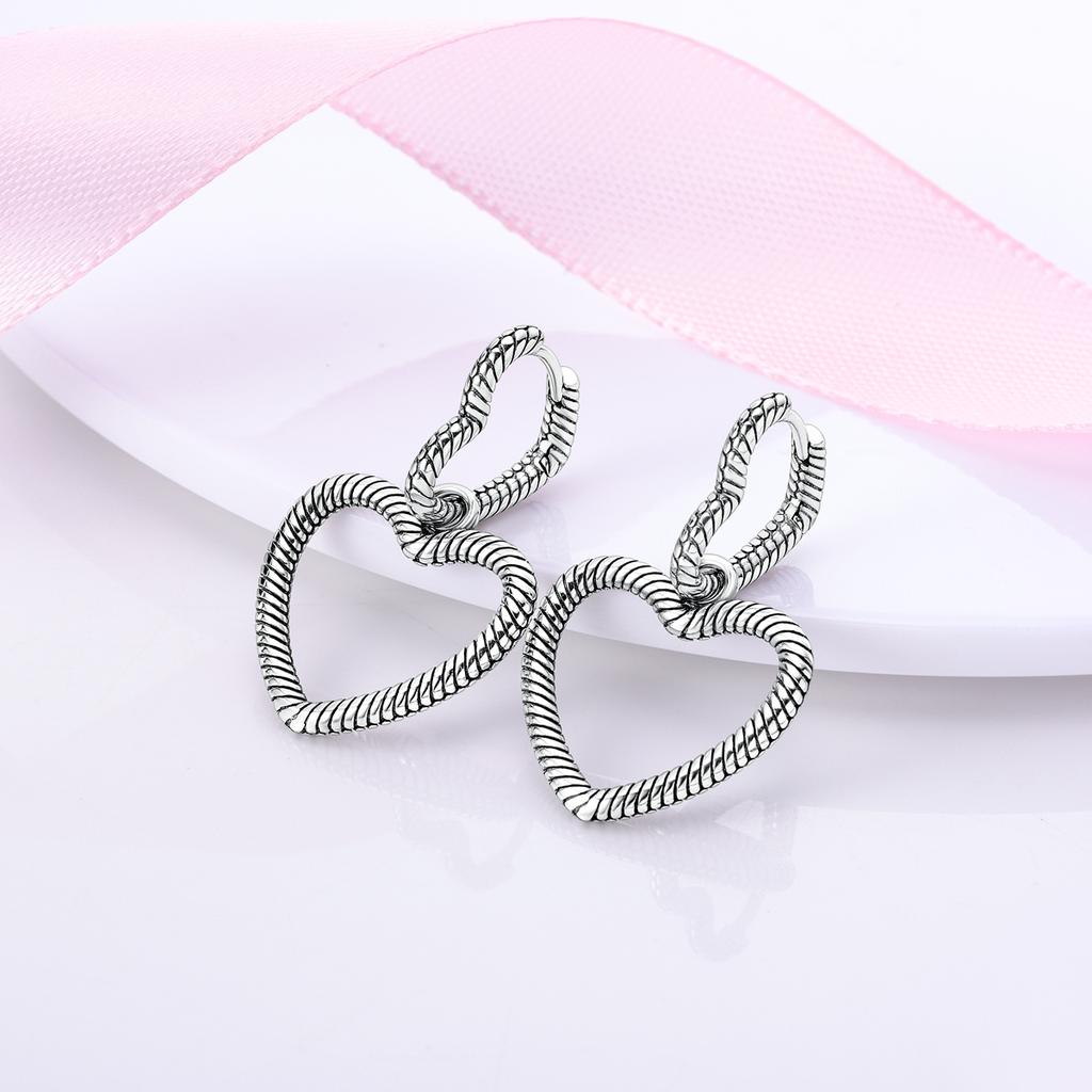 Vendita Calda Orecchino a Cerchio in Argento 925 per Donna Geometria Cuore Piuma Gatto Pendientes Gioielli alla Moda