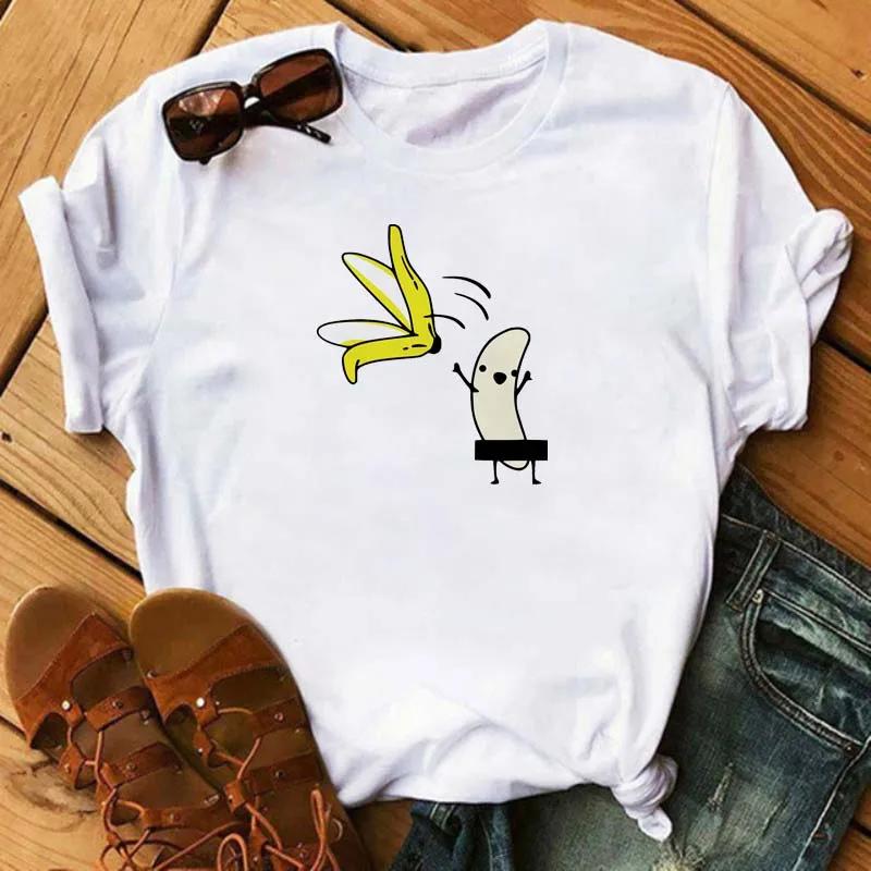 Funny Fruits T Shirt Unisex Fashion Kawaii Banana Print White Tshirt Harajuku Tshirt Short Sleeves Tops Tee Shirt Femme T Shirts