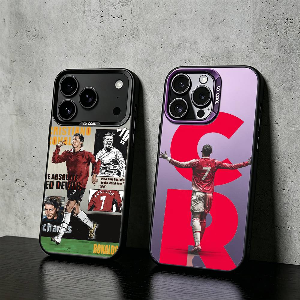 Football player Cristiano Ronaldo-CR7 Phone Case For iPhone 17,16,15,14,13,12,11 Plus,Pro Max,XS,Colored silver phone case