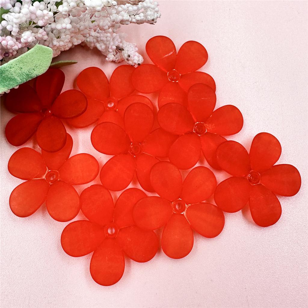 DIY Making 10pcs 5 Petals Flower 28.5mm Frosted Semi Transparent Handmade Material DIY Earring Hair Jewelry Accessories Pendant Accessories