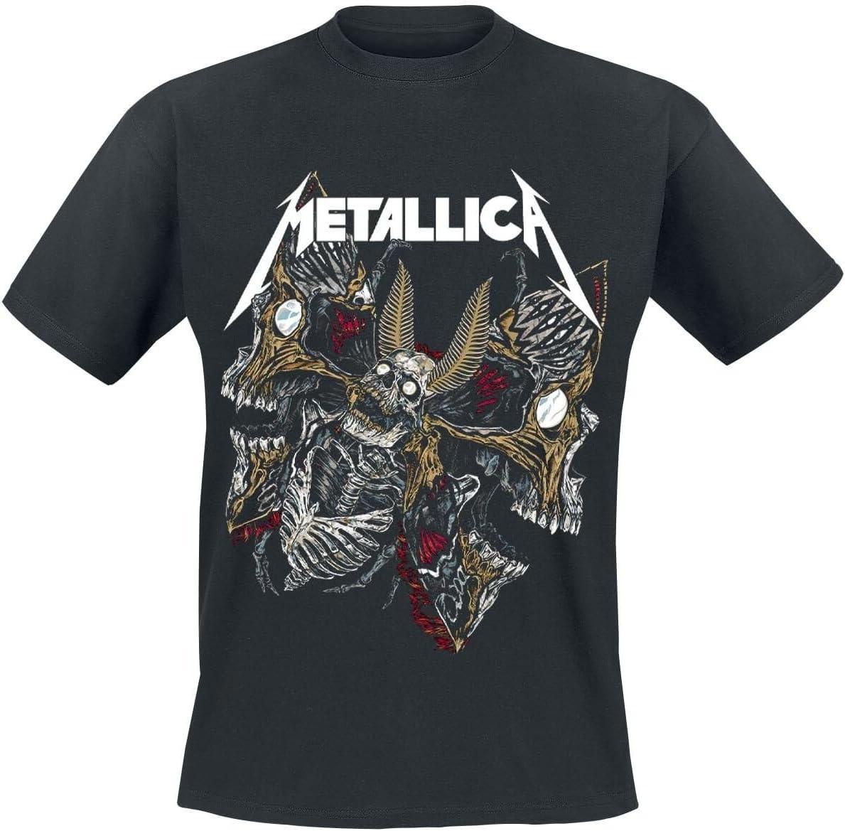Metallica Men s Skull Moth Slim Fit T-Shirt Large Black S