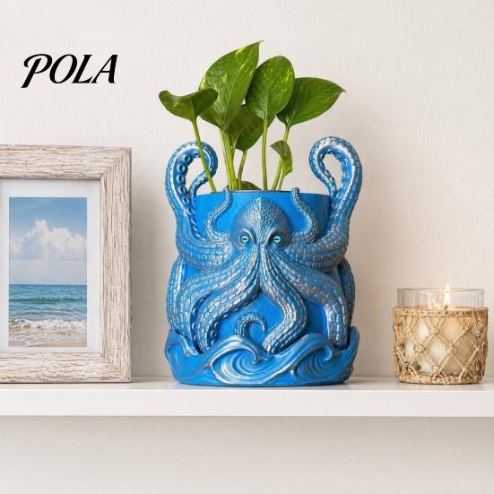 3D Printed Octopus Planter Planter, Artistic Coastal Plant Pot, Decorative Indoor Outdoor Container for Cactus, Succulents, Unique Desk Accessory Sun