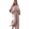 Womens Off Shoulder Long Sleeve Top Wide Leg Pants Set Casual Streetwear 2 Piece Outfit