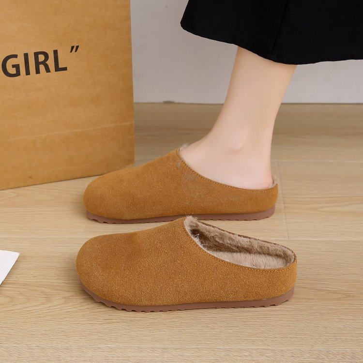 Móda Jaro Podzim Retro styl Pantofle Birkeinstock s tlustým dnem Dámské Třmeny Líný Korejský Kulatá Hlava Zimní Teplé Polstrované Polobotky