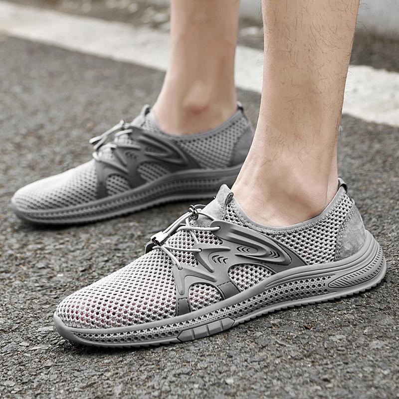 Breathable Men's Casual Shoes Breathable Man Mesh Shoes Fashion Loafers Lightweight Men Summer Sneakers Hollow Out Lace-Up Flats
