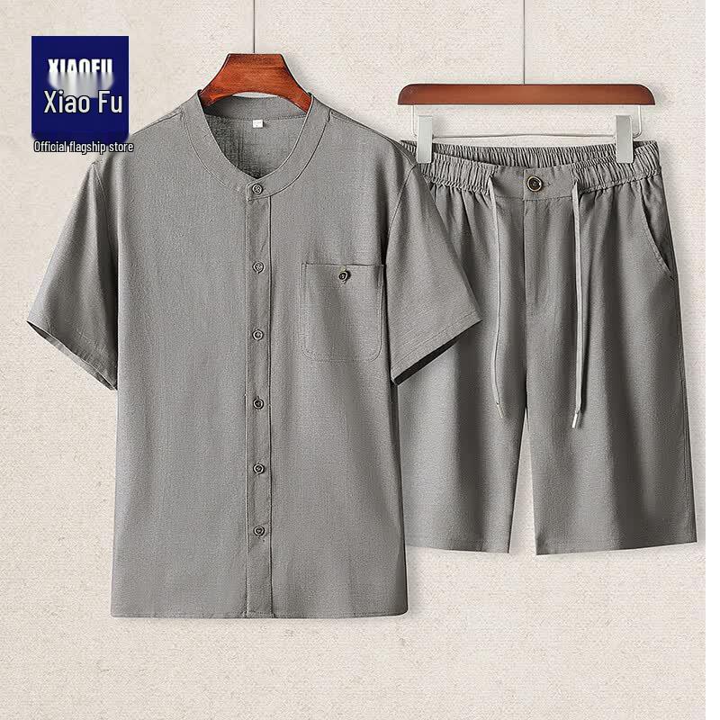 Men s Chinese Style Linen Tang Suit Set 185/42