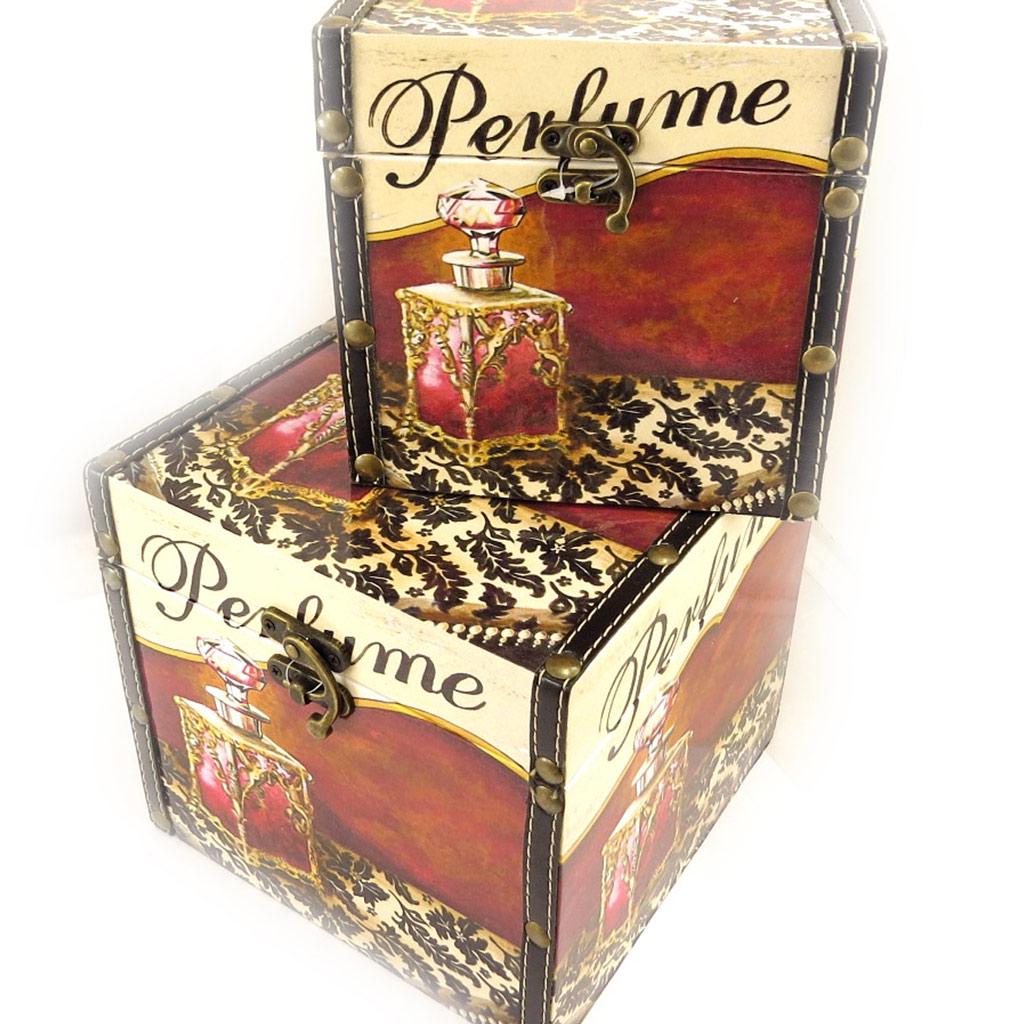 Les Trésors De Lily [L1952] - Set of 2 Trunks 'Belle Epoque' Toy Chests, Beige Brown