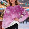 Women's Fashion Casual Long Sleeve Christmas Printed Round Neck Plus Velvet Thickened Sweatshirt