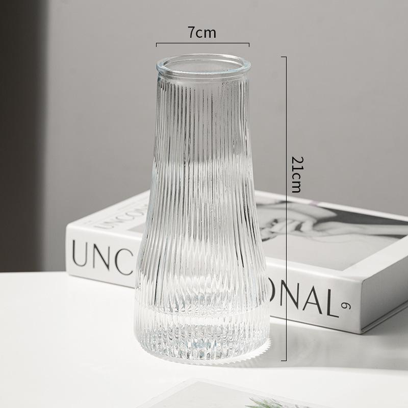 Nordic Cone-Shaped Transparent Glass Vase for Lucky Bamboo and Flowers