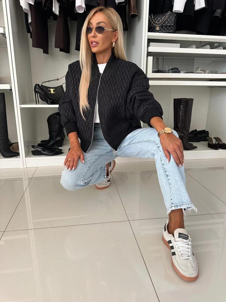 2025 Damen Herbst/Winter Bestickte Einfarbige Kurze Reißverschluss Baumwollgepolsterte Jacke