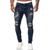 Mote Street Style Ripped Skinny Jeans Menn Vintage Vask Ensfarget Denim Bukse Herre Casual Slim Fit Blyant Denim Bukser