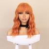 Premium Synthetic Women Short Orange Wavy Wig with Bangs Anime Cosplay Costume Wave Curly Wigs Drag Queen Wig Carnival Party